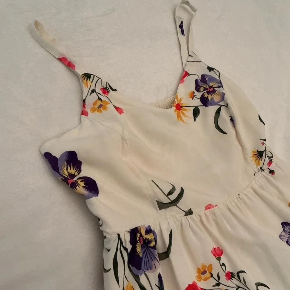 Old Navy Cream Floral Cami Dress with Purple, Pink & Yellow Blooms - Picture 4 of 7